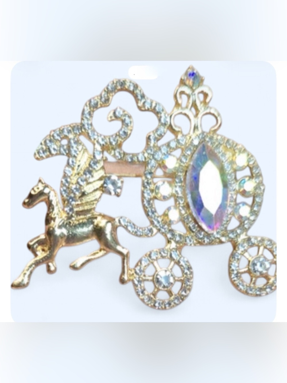 Fairytale Necktie Necklace Cinderella Vintage Tie, Pearls, & Carriage Brooch - Picture 6 of 6
